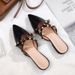 Summer New Baotou Half Cool Tuo Women's Pointed Flat Bottom Riveted Outward Wearing Lazy Muller Shoes Small Size 32-33_voghion.com