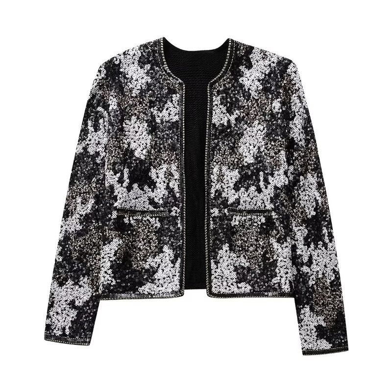 2024 Spring New Round Neck Wind Bead Decorative Open Front Coat_voghion.com