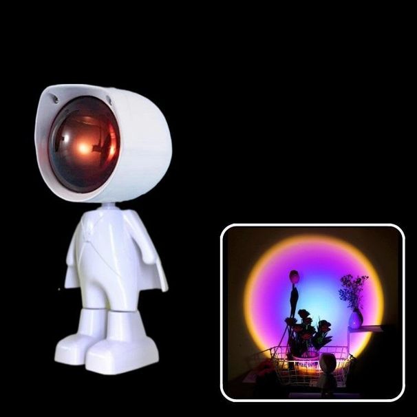 1 Pcs Astronaut Robot Rainbow Projection Sun Lamp Table Lamp Sunset Lamp Atmosphere Lamp HMM_voghion.com