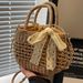 Straw Bag Woven Bag Mori Straw Bag Female Crossbody Beach Holiday Beach Bag Portable Bucket Bag_voghion.com