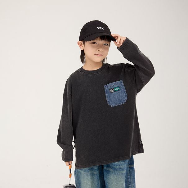 T-shirt imprimé pour garçon, version coréenne, décontracté, col rond, tendance, printemps_voghion.com