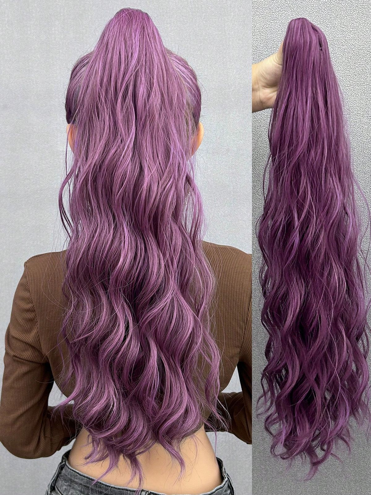 Extension de queue de cheval griffe 24 pouces perruque droite bouclée ondulée pour femmes enterrées_voghion.com