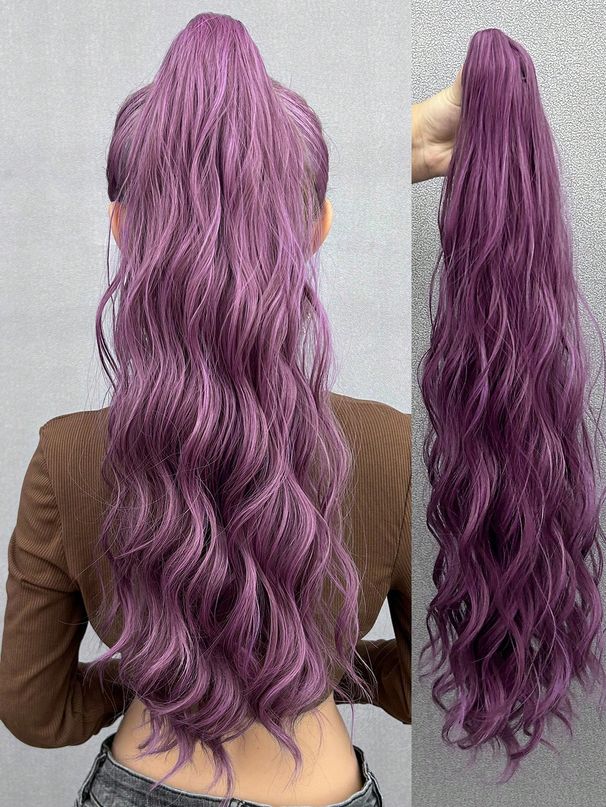 Extension de queue de cheval griffe 24 pouces perruque droite bouclée ondulée pour femmes enterrées_voghion.com