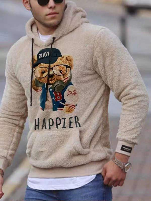 Maglione con tasca con cappuccio con orso dagli occhi 6621_voghion.com