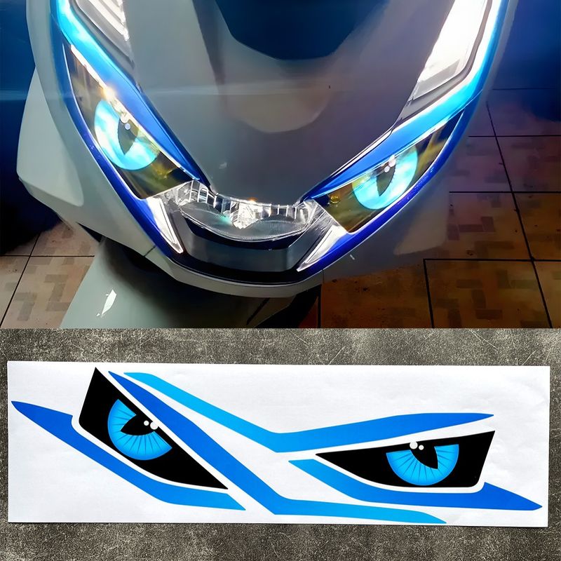 Suitable For PCX160 Headlights, 3D Demon Eye Decorative Motorcycle Stickers, Reflective Waterproof Stickers_voghion.com
