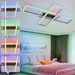 Glitzerlife Deckenlampe LED Deckenleuchte Schwarz - 50W Dimmbar Schlafzimmerlampe RGB Farbwechsel Moderne Wohnzimmerlampe Mit Fernbedienung Deckenleuchten Eckig_voghion.com