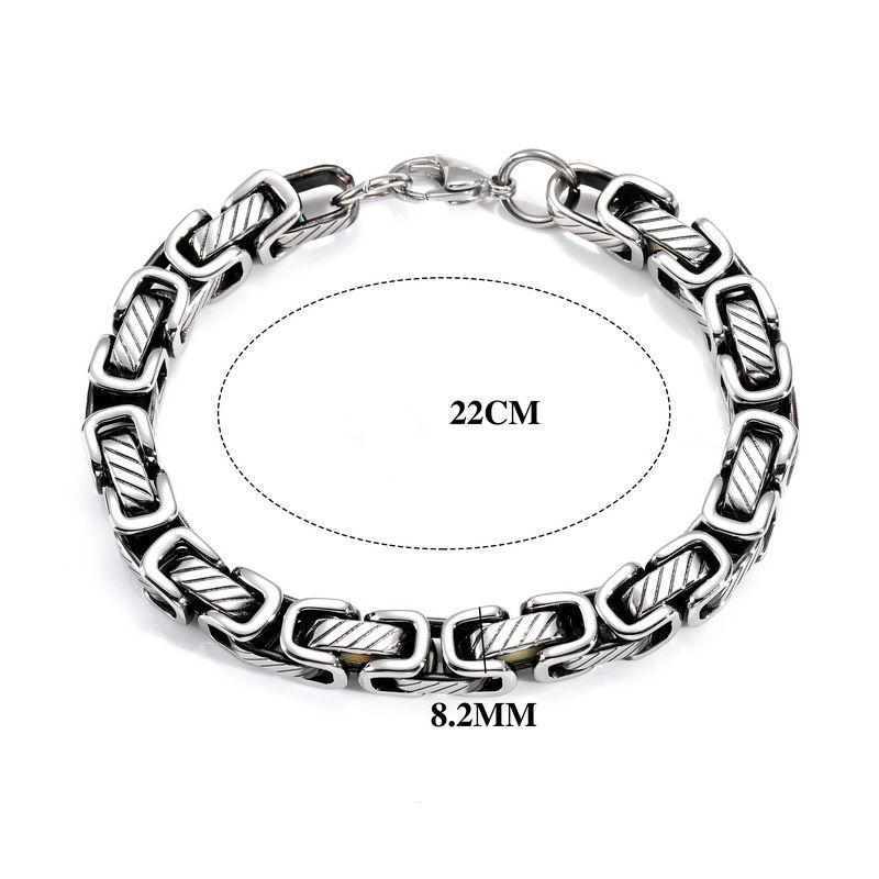 Bracciale da uomo in acciaio inossidabile con catena bizantina, stile retrò, placcato nero, stile Hip Hop, quadrato, tendenza moda_voghion.com