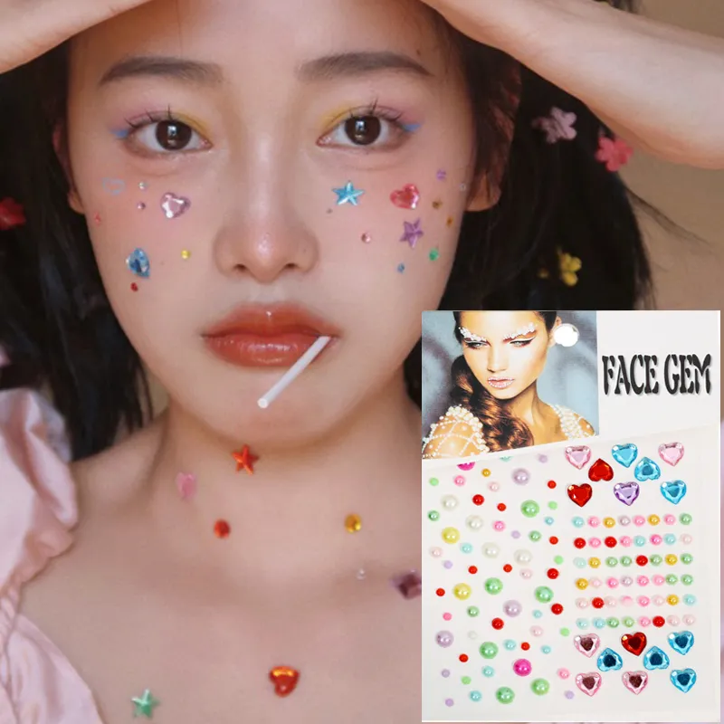 Colorful love face jewelry pearl eye shadow sticker self-adhesive face body eyebrow crystal diamond nail stick_voghion.com