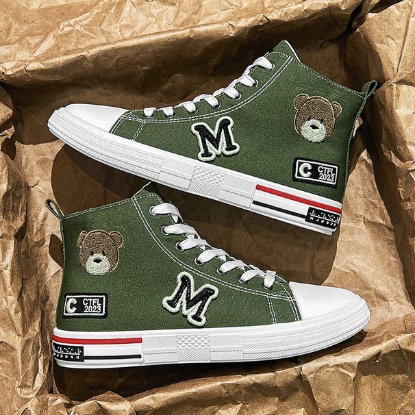 Men's Shoes Summer Breathable Fashion Brand High Top Canvas Shoes Men's 2024 New Youth Student Leisure Sports Shoes_voghion.com