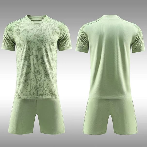 2324 Trzyczęściowy zestaw piłkarski z krótkim rękawem dla dorosłych i dzieci, zielony, z płytą świetlną, wyjazdowy_voghion.com