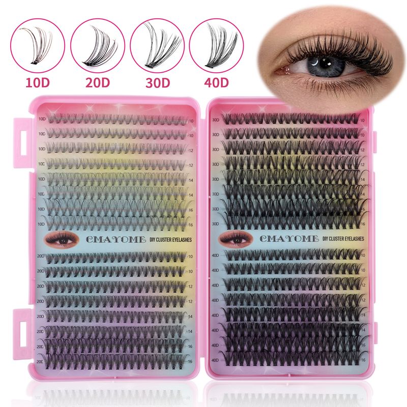 CMAYOME 640 Clusters DIY Fluffy Eyelashes Kit, 10-16mm Natural To Dramatic Volume, D-Curl Sectioned False Lashes_voghion.com
