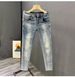 Broken Hole Jeans Men's Trend 2023 Summer Slim Fit, Small Feet, Stylish And Versatile Casual Cropped Pants Belt_voghion.com