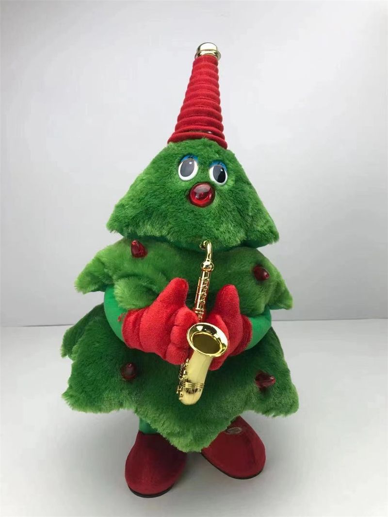Peluche natalizio canterino e danzante - Albero di Babbo Natale musicale con 10 canzoni, parlante e luminoso per le feste (41 cm, diversi stili)_voghion.com