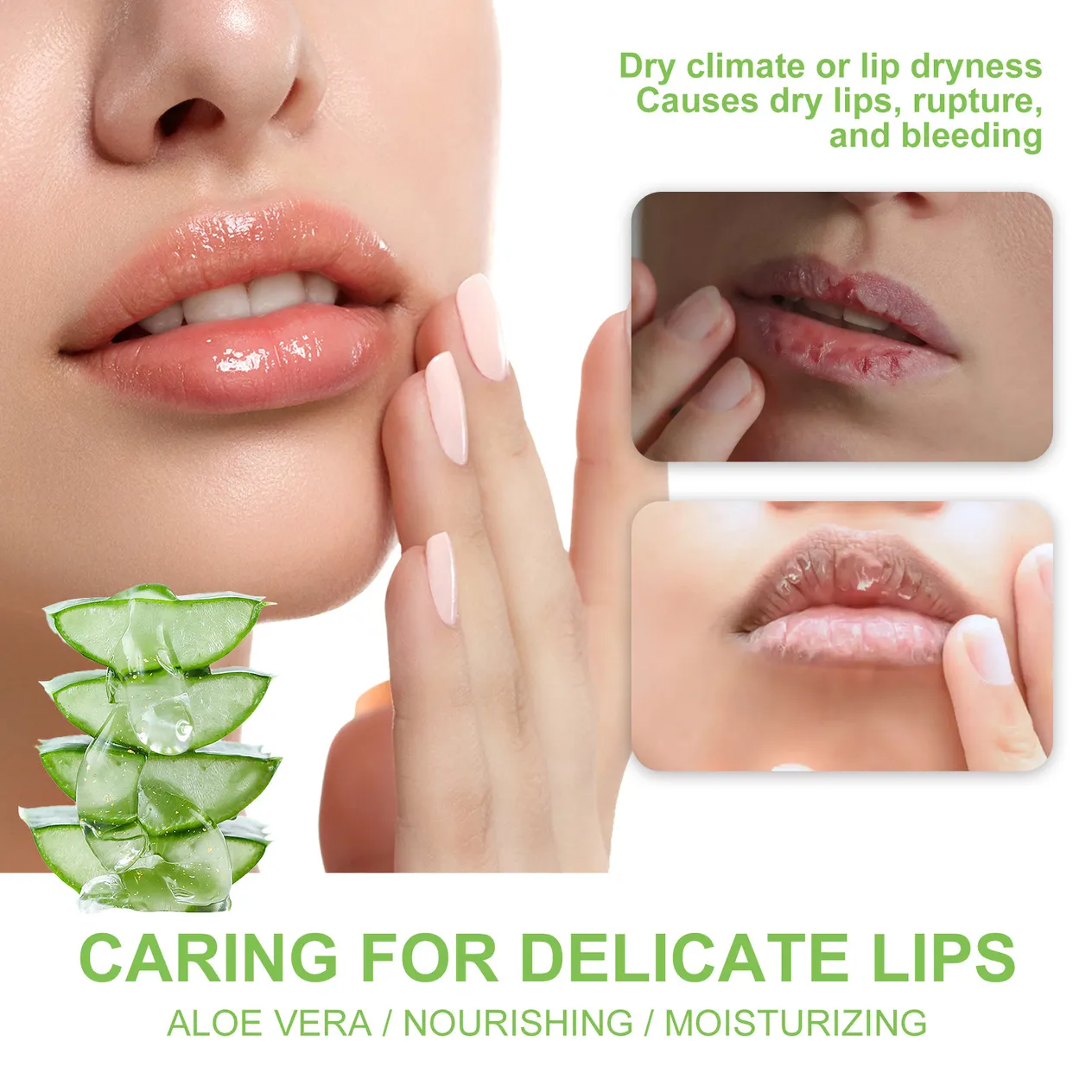 EELHOE Aloe Vera krāsu mainošs lūpu balzams Lūpu mitrinošs pīlings Pīlinga mitrinoša kopšana Pilnību piešķirošs krāsu mainošs lūpu balzams_voghion.com