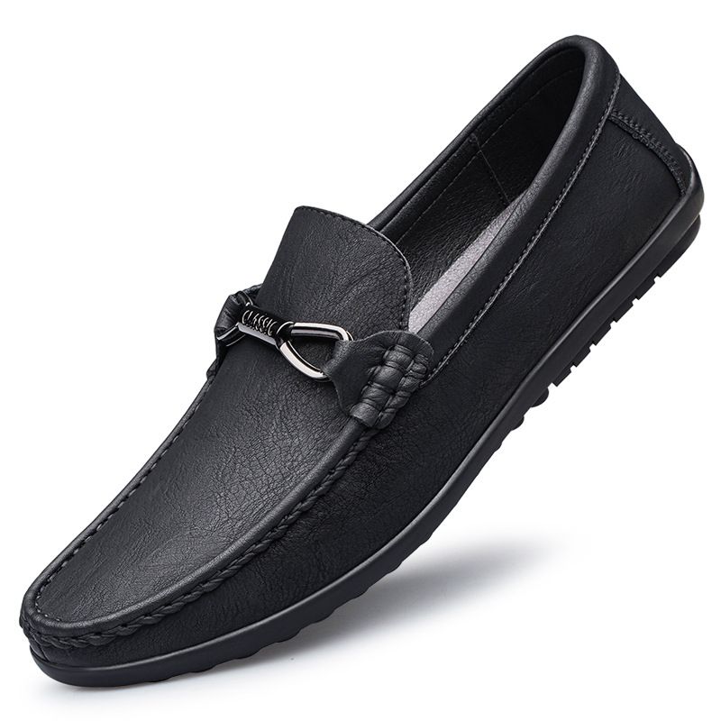 Men's Casual Leather Shoes Soft-soled Lazy Loafers Men's Shoes Doudou Shoes_voghion.com