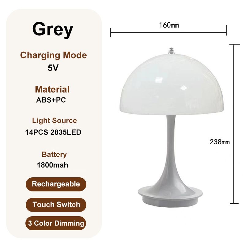 Mushroom Table Lamp USB ReChargeable Touch 3 Color Adjustable Temperatures Room Home Christmas Decor Desk Lights_voghion.com