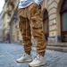Pantaloni da lavoro larghi retrò autunnali da uomo con orlo elastico e design antivento_voghion.com