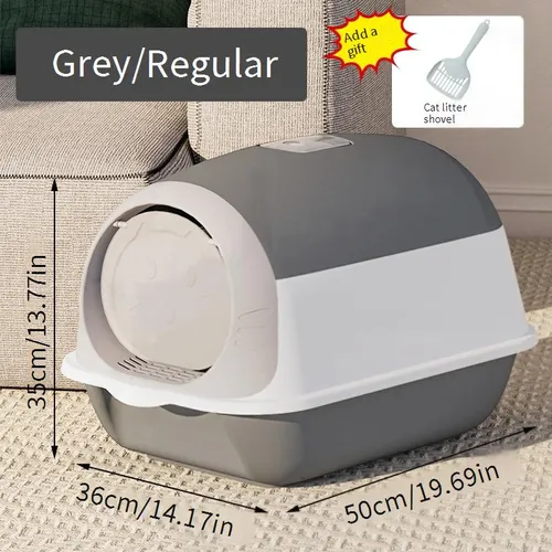 Katzenbedarf Vollständig geschlossene Katzentoilette Große Größe Mit Schutz vor Heraustragen und Spritzern Geschlossene Katzenkotbox_voghion.com