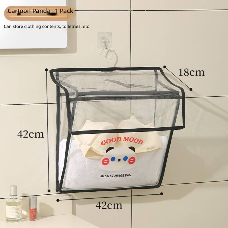 Foldable Waterproof Shower Organizer - Large Clear Wall-Mounted Storage Bag For Bathroom Clothes & Toiletries, Space-Saving Hanging Tote​_voghion.com