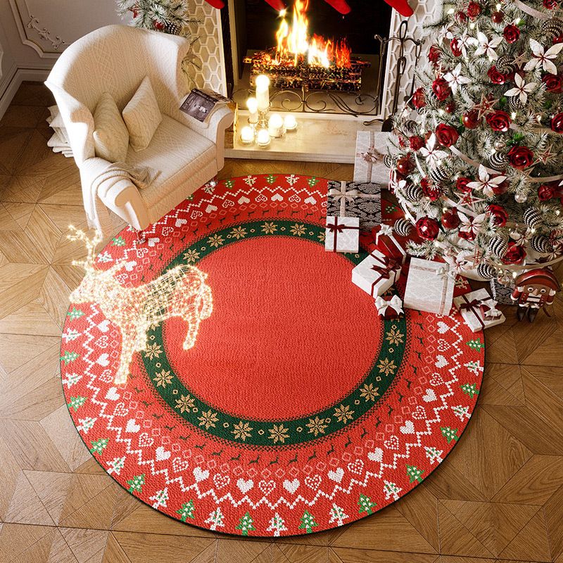 NO.56Christmas Carpet, Home Round Living Room Carpet, Anti-slip And Easy-to-maintain Velvet Carpet, Festive ChristmasSize: 120*120cm_voghion.com