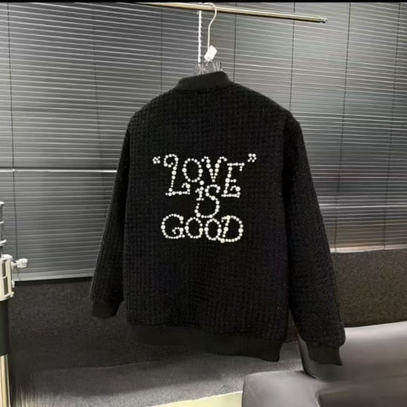 2025 Autumn New Luxury Fine Glitter High-Quality Front And Back Beaded GOOD Couple Baseball Jacket_voghion.com