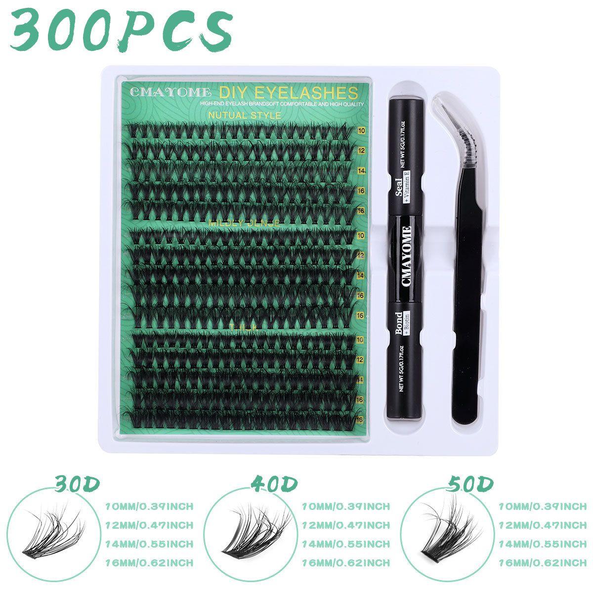 Sztuczne rzęsy, pojedyncze kępki, segmentowane, smażone włosy, zestaw sztucznych rzęs, naturalne, grube, podkręcone, miękkie rzęsy_voghion.com