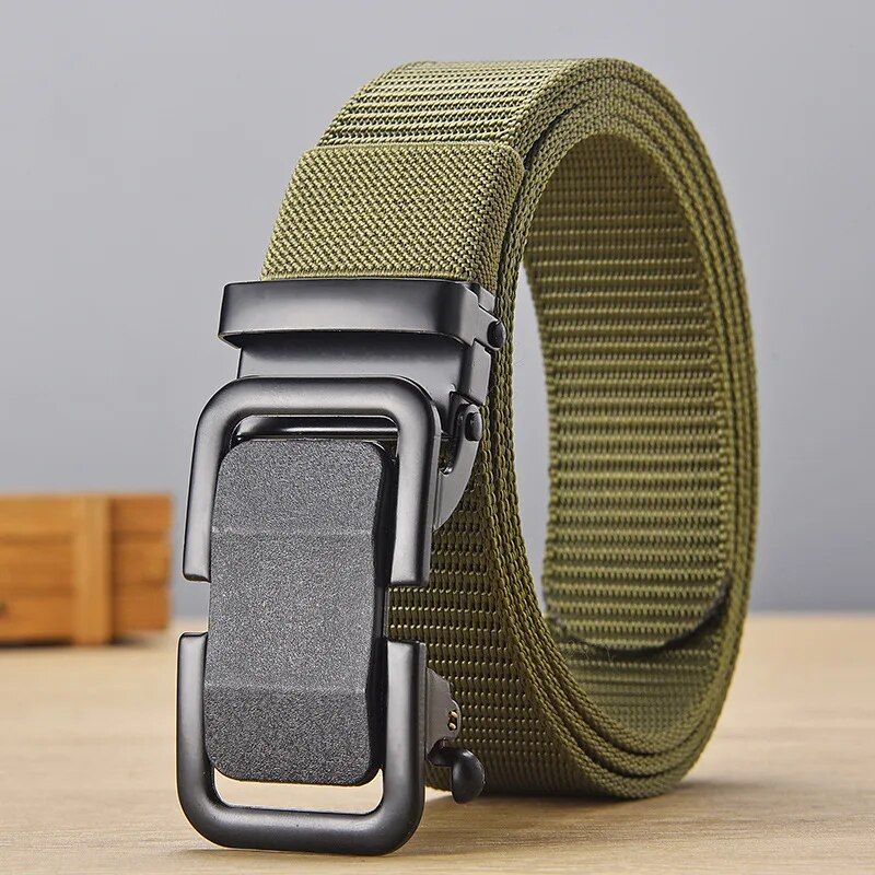 Correia de cinto tática HOT Ratchet para homens, com ranhuras de nylon e fivela ajustável para cintos masculinos casuais_voghion.com