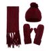 Women's Rhomboid Twist Knitted Wool Hat Scarf Gloves Three-piece Warm Simple_voghion.com