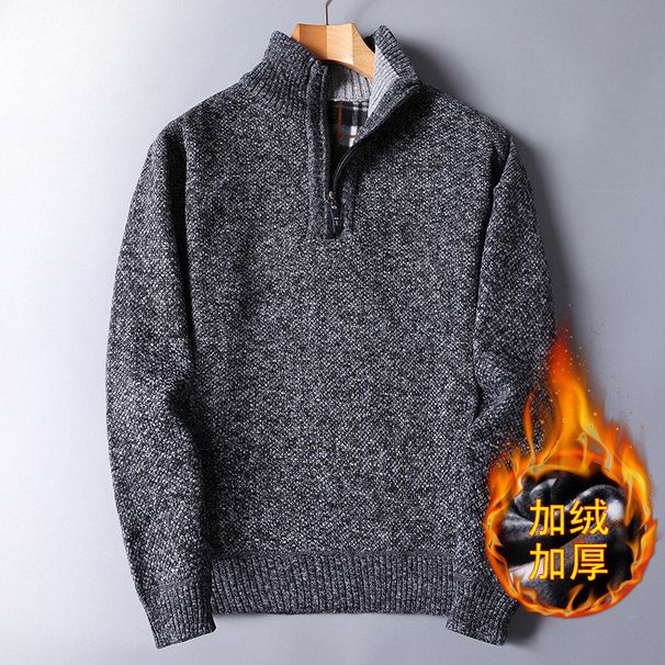Fashion Fleece Thickened Autumn And Winter New Men's Sweater Zipper Sweater Pullover Loose Knitted Sweater Jacket_voghion.com