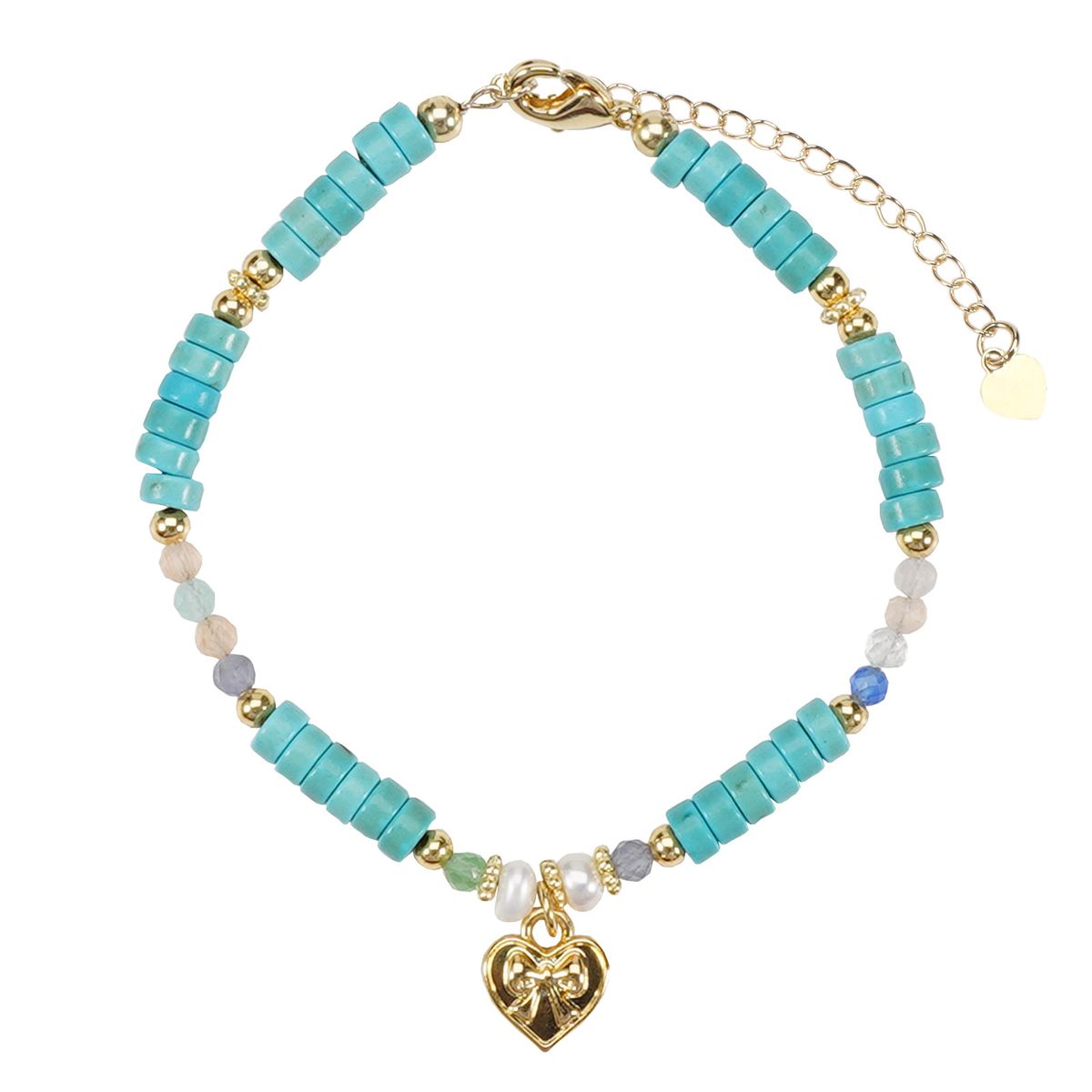 Armastuslibise kristall-türkiissinine naturaalsest kivist käevõru reguleeritava käevõruga_voghion.com