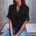 Women's Blouse Short Sleeve Blouses Simple Style Solid Color_voghion.com