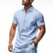 25 Summer Men's New Linen Solid Color Loose Simple Turn-Down Collar Outdoor Casual Polo Shirt For Men_voghion.com