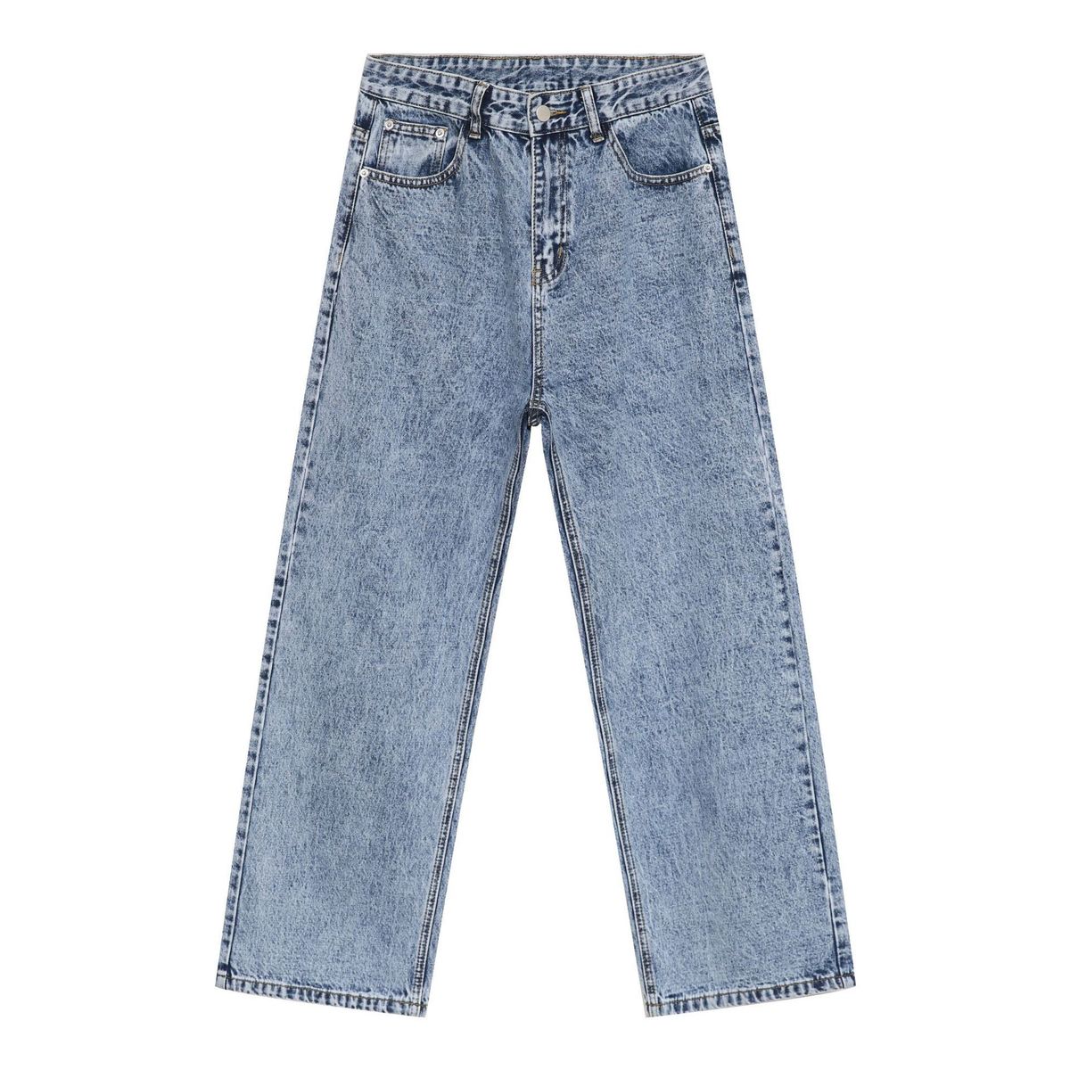 Herrenbekleidung Neue Produkte Hong Kong Style Retro Kurze Jeansjacke Gerade Lose Jeans Set Trendy_voghion.com