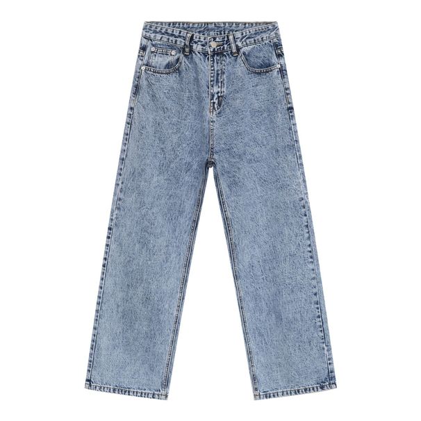 Herrenbekleidung Neue Produkte Hong Kong Style Retro Kurze Jeansjacke Gerade Lose Jeans Set Trendy_voghion.com