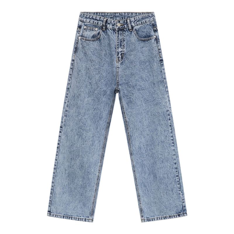 Ropa para hombres Nuevos productos Chaqueta vaquera corta estilo retro de Hong Kong Conjunto de pantalones vaqueros rectos y sueltos a la moda_voghion.com