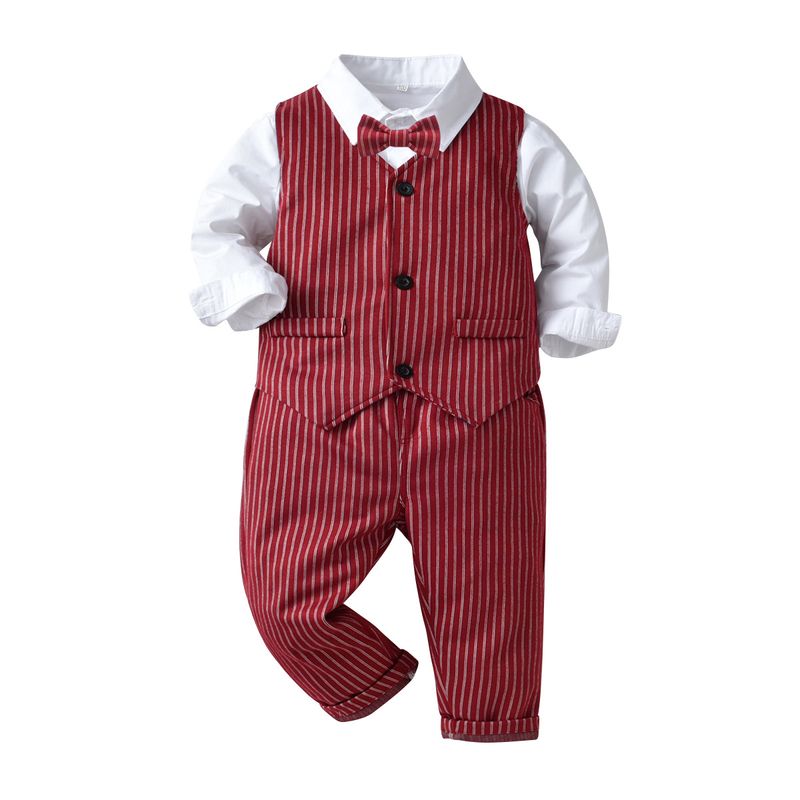 Boy's Dress Suit Formal Suit Children's Baby Gentleman Vest Shirt Trousers British Style Host Banquet Dress_voghion.com