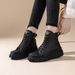 2024 New Black Versatile Height-Increasing Thick-Soled Short Martin Boots Simple Plus Size Women's Sports Casual Shoes_voghion.com