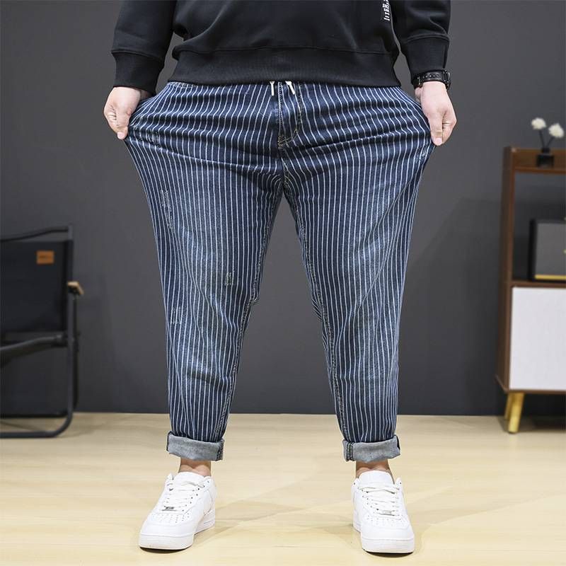 Men's Clothing Plus Size Elastic Trendy Elastic Waist Jeans_voghion.com