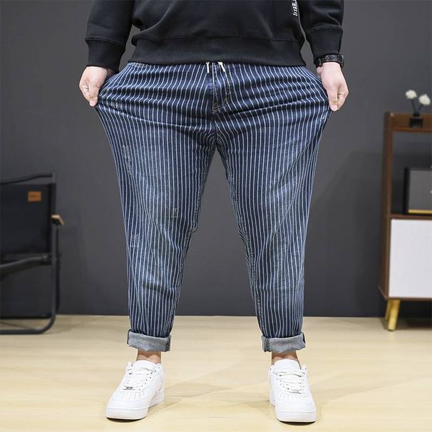 Men's Clothing Plus Size Elastic Trendy Elastic Waist Jeans_voghion.com