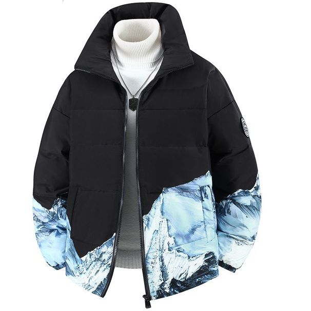 Winter-Daunenjacke für Damen und Herren, neue dicke Stehkragenjacke, Schneeflocken-Kurzmantel mit Entendaunenfüllung für Paare, hält warm_voghion.com