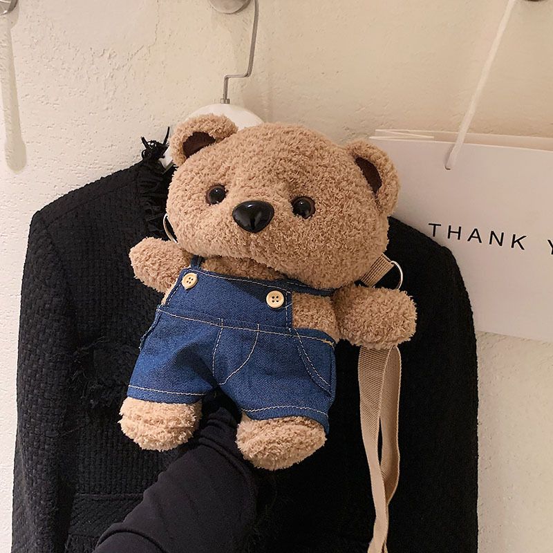 Söt plysch liten för kvinnor 2024 Ny tecknad björndocka Mjuk tjej Mångsidig Instagram Crossbody-väska med en axel_voghion.com