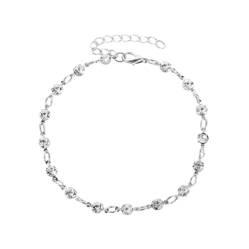 Nuovo piede semplice trasparente strass cavigliera elegante spiaggia stile donne semplice rotonda flash cavigliera_voghion.com