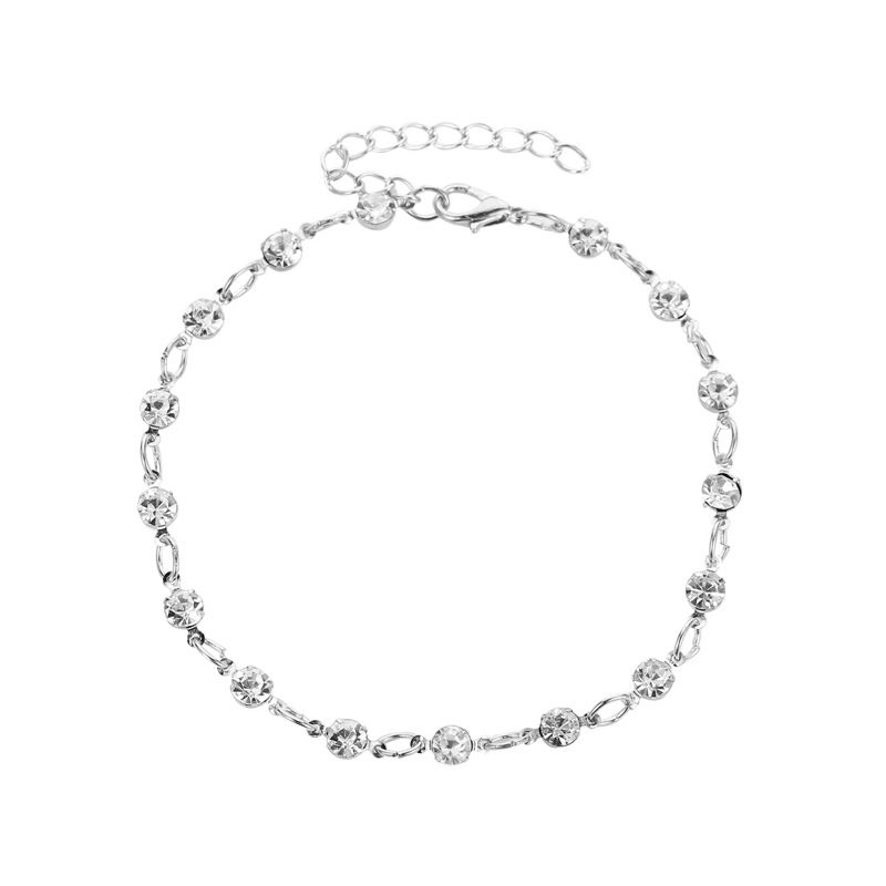 Nuovo piede semplice trasparente strass cavigliera elegante spiaggia stile donne semplice rotonda flash cavigliera_voghion.com