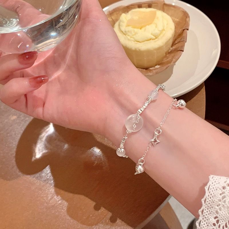 2024 neue Stil Persönlichkeit Frieden Schnalle Gebrochen Silber Doppel Schicht Elegante Nische Einfache Armband Schmuck_voghion.com