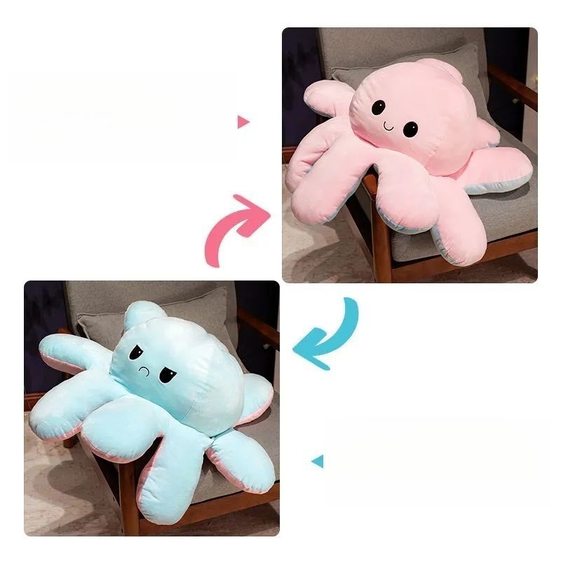 Face-Changing Plush Pillow Toy Reversible Fabric Doll Giant Double-Sided Octopus_voghion.com