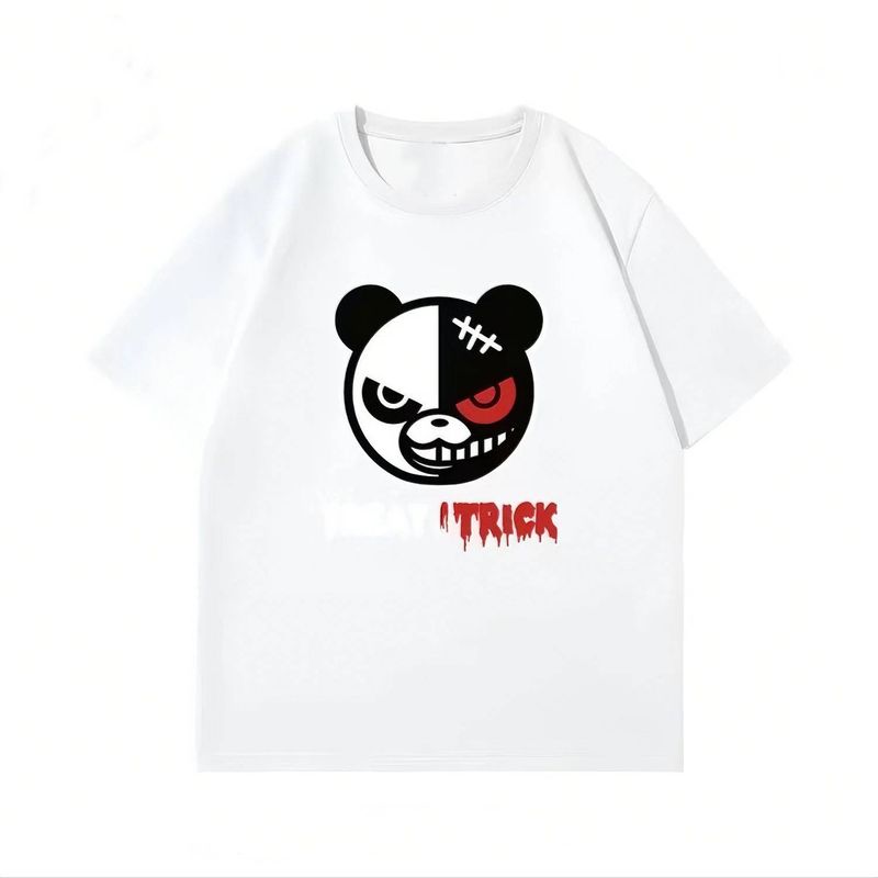 Lässige urbane Mode für Männer und Frauen T-Shirt mit Panda-Grafikdruck Übergroße, entspannte Passform 100 % Baumwolle Unisex Streetwear_voghion.com