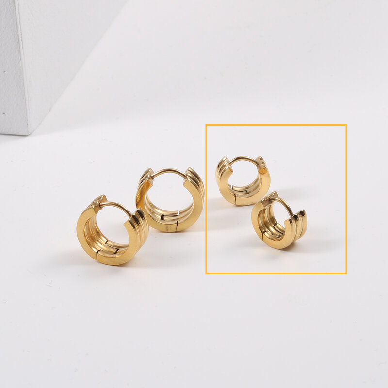 Wemen's Jewelry Çok Döngülü Açılabilir Küpe Seti Küçük Halka Titanyum Çelik Altın Kaplama_voghion.com