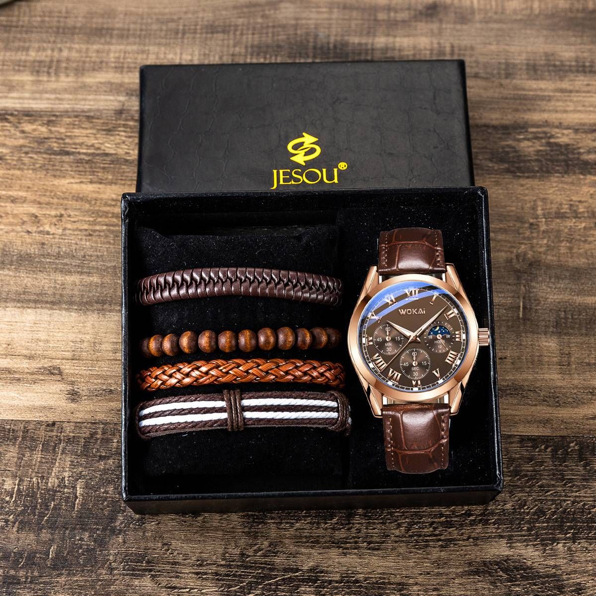 5pcs/set Watch Gift Set Bracelet Set+luxury Belt Quartz Watch Quartz Watch_voghion.com