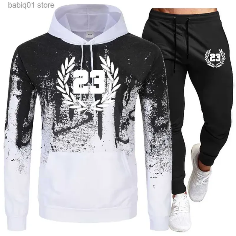 Herren Trainingsanzüge Dünner Trainingsanzug Frühling Herbst Hoodies + Hosen 2-teiliges Set Laufhoodie Männer Sweatshirt Sport Jogger_voghion.com