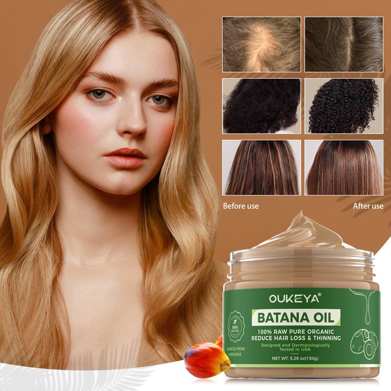 OUKEYA 100% Organic Batana Oil Hair Mask – Deep Conditioning Treatment For Dry, Damaged Hair – Moisturizing, Frizz Control_voghion.com